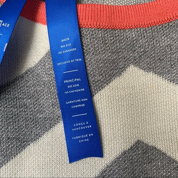 Kit And Ace Sweater XS Small Striped Wide Sleeve Grey Coral Knit - Picture 7 of 7